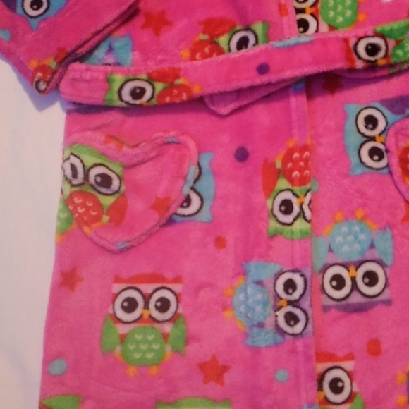 Komar Kids Pink Fuzzy Fleece Robe Baby Owls S 7/8 - Picture 2 of 7